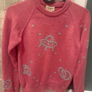 Gucci Pink Flower -Embellished Crewneck Sweater Size 12 Girls
